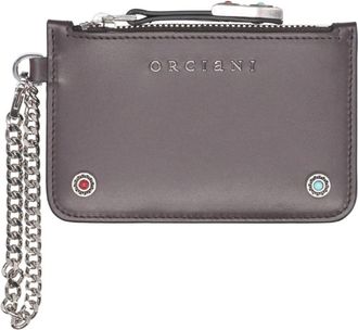 Orciani Leren Kaarthouder met Rits - Dames - Portefeuilles - Grijs - ONE Size - Leer - Accessoires