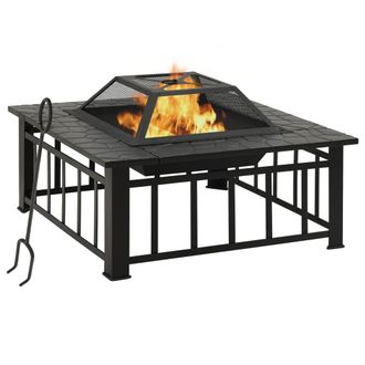 vidaXL Brasero Con Atizador Acero 79x79x46,5 Cm Vidaxl