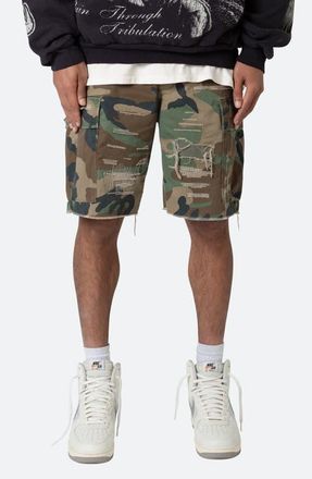 mnml Distressed Cargo Shorts in Camo at Nordstrom, Size 29R
