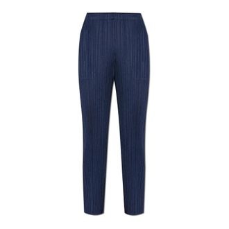 Issey Miyake Cropped Trousers, female, Blue, Size: XL Pleated Trousers