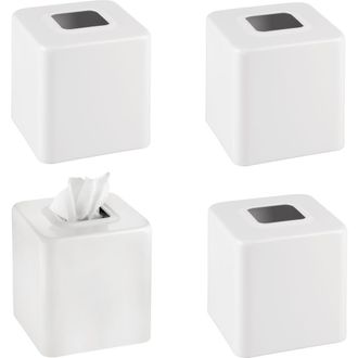 mDesign Metal Square Modern Tissue Box Cover Holder for Bathroom, 4 Pack in White at Nordstrom