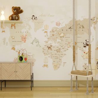 Superfresco Easy Whole Wide World Neutral Print To Order 3m x 2.8m Mural in Beige