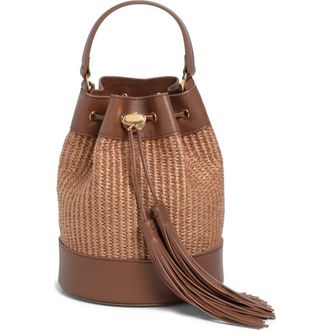 Gianvito Rossi Sienna Bag in Brown Raffia And Leather at Nordstrom, Size Medium