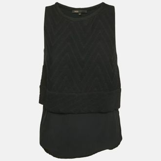 Maje Black Textured Crepe Sleeveless Top M