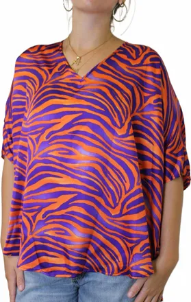Adrienne Sadie Fight Tigers Oversized Top In Multi