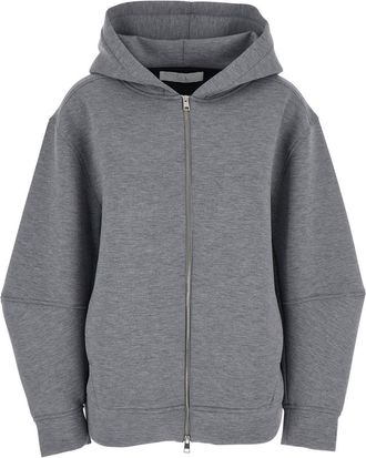 Tela Grey Hoodie With Dropped Shoulder In Cotton Blend Woman
