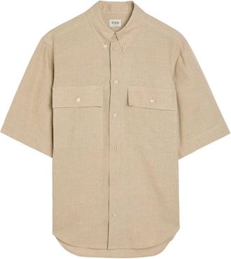 Tod's Logo-embroidered Linen Shirt - Beige - 44 (UK12 / M)