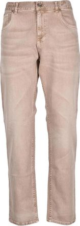 Eleventy Five Pocket Beige Straight-Leg Jeans with Subtle Fading Details