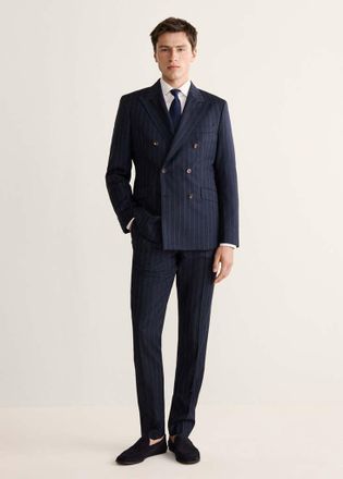 Mango Giacca completo Venecia 100% lana righe navy - Uomo - 48 - MANGO MAN