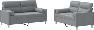 vidaXL Vidaxl - Juego De Sof&aacute;s Con Cojines 2 Piezas Tela Gris Claro