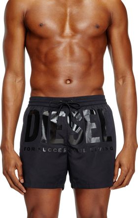 Diesel Mid-length swim shorts with maxi logo - Swim shorts - Man - Black