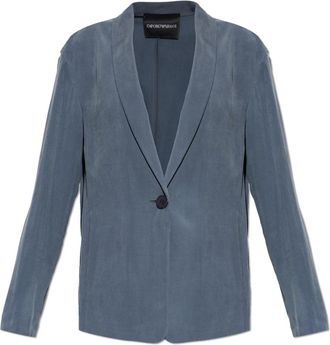 Emporio Armani Washed Twill Jacket - Dames - Blazers - Blauw - M - Polyester - Jassen