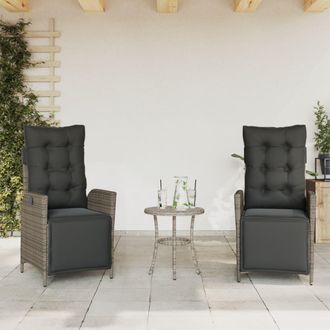 vidaXL Vidaxl - Sillones Reclinables Jard&iacute;n Con Reposapi&eacute;s 2 Uds Rat&aacute;n Pe Gris