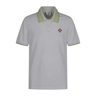Casablanca Polo Shirts, male, White, Size: XL Laurel Pique Short Sleeve Polo Shirt