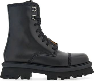 Ferragamo Faraway Chunky Combat Boots, Size 6.5