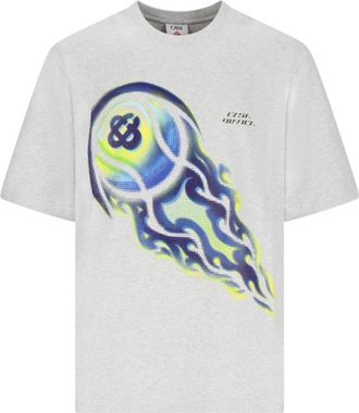 Casablanca Flaming Tennis Ball Oversized T-Shirt - Heren - T-shirts - Grijs - L - Katoen - Tops