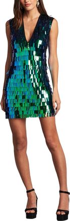 Tadashi Shoji Birdie Sequin Fringe Mini Dress