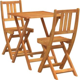 vidaXL Conjunto Bistro 3 Pcs Marr&oacute;n Madera Maciza De Acacia Vidaxl
