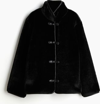 H&M Flauschige Jacke - Schwarz