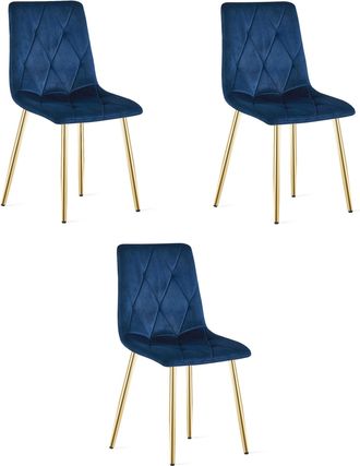 OEM Silla Libra - Terciopelo Azul Marino / Patas Doradas X 3