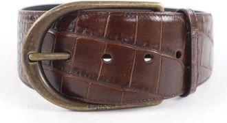 Saint Laurent Pre-owned Belts, male, Brown, Size: ONE SIZE Pre-owned Croco Embossed Leather Belt
