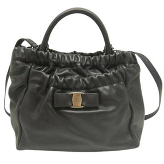 Ferragamo Pre-owned Vara Handtas - Dames - Pre-owned - Zwart - Maat: ONE Size Leer