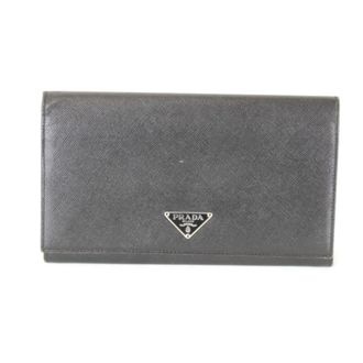 Prada Black Leather Long Wallet (Bi-Fold) (Pre-Owned)