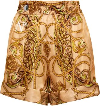 Philipp Plein Korte Broeken, Dames, Beige, S, Satijn, Shorts New Baroque