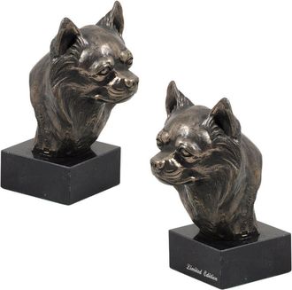 OEM Chihuahua De Pelo Largo - Estatuilla De Perro, Busto Sobre Base De Piedra, Escultura, Trofeo Para La Exposici&oacute;n Canina Art-dog