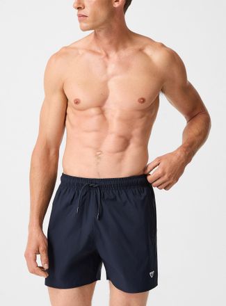 Emporio Armani Mens Logo patch plain swim trunks