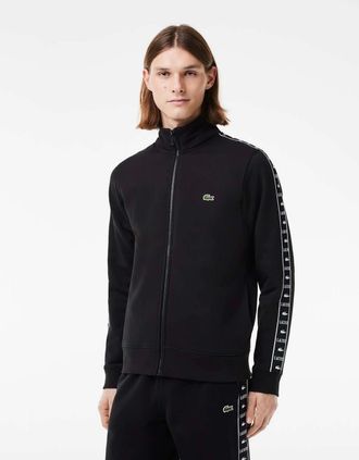 Lacoste Mens Logo Stripe Zipped Jogger Sweatshirt - Black - Size: 2XL