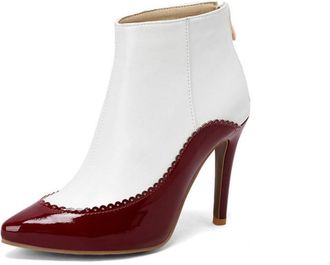 Generic Womens Formal Occasion Ankle Boots - Pointed Toe Stiletto Heel with Zip, Versatile Dress Booties for Evening and Office,Red,1.5 UK