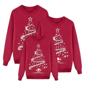 Generic Christmas Jumpers Matching Family Long Sleeve Round Neck Xmas Tree Sweatshirts Novelty Family Christmas Pullovers Festive Ugly Jumper Set for Men, Wom