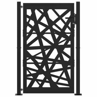 Berkfield Home Beautiful Garden Gate Black 105x155 cm Steel Light Design