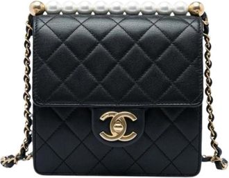 Chanel Pre-owned Quilted Crossbody Bag - Dames - Vintage Schoudertas - Zwart - ONE Size - Leer - Vintage