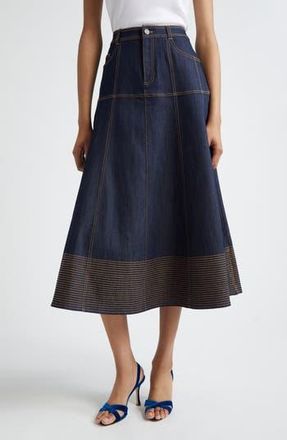 Cinq &agrave; Sept Hester A-Line Denim Skirt in Indigo at Nordstrom Rack, Size 6