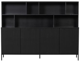 De Eekhoorn Grosser, massiver Wandschrank New Lewison 200 x 150 cm, 4-t&uuml;rig - Schwarz