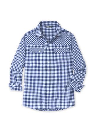 Stio | Mens Eddy Shirt Long Sleeve, Size Extra Extra Extra Large in Cobalt Night Gingham