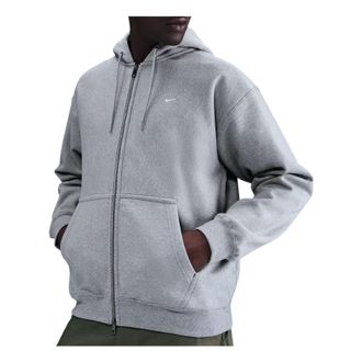 Nike Solo Swoosh Full-Zip Fleece Hoodie Dark Grey Heather Light Smoke Grey White HV1084-063
