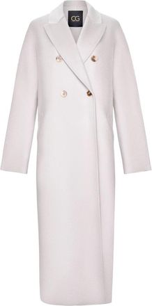 Cesare Gaspari Classic Luxe Lange Jas Rosie - Wit - Dames - Mantel - Grijs - S - Wol - Jassen
