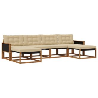 vidaXL Conjunto De Sof&aacute;s De Exterior Con Coj&iacute;n 6 Pcs Natural Y Beige Vidaxl
