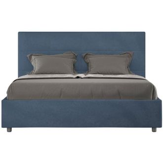 ITYhome Letto alla Francese rivestito in Microfibra - MIKA - Colore: Blu - Tipologia Letto: Senza Rete - Dimensione Rete: 140x190