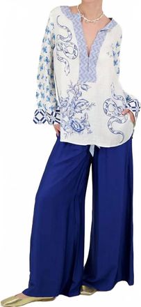 Me369 Alexa Amalfi Placket Tunique In Blue