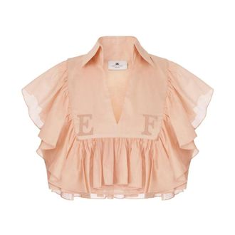 Elisabetta Franchi Dames, Blouses & Shirts, Roze, Maat: XL Katoen