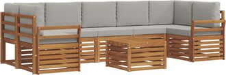 vidaXL Conjunto De Sof&aacute;s De Exterior 8 Uds. Gris Natural Y Claro Vidaxl