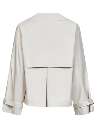 Max Mara Womens Short Trench Coat Wkdboero Beige Polyester Bomber Jackets