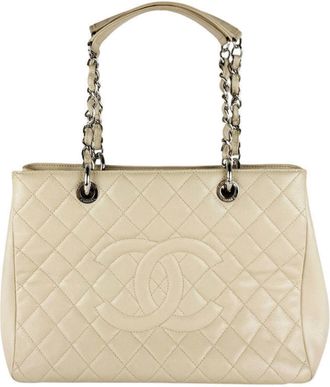 Chanel Grayish Grained Calfskin Shoulder Bag Tote Bag (Pre-Owned)
