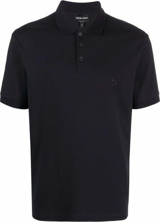 Giorgio Armani Logo Katoenen Poloshirt - Heren - Polos - Blauw - 4XL - Katoen - Tops
