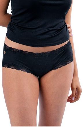 Uwila Warrior Soft Silk Lace Trim Silk Briefs in Tap Shoe Black at Nordstrom, Size Xx-Small
