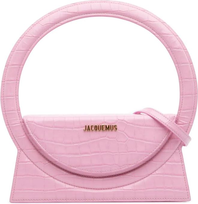 2017-2022 Crocodile Embossed Calfskin Le Sac Rond Bag satchel - Pink